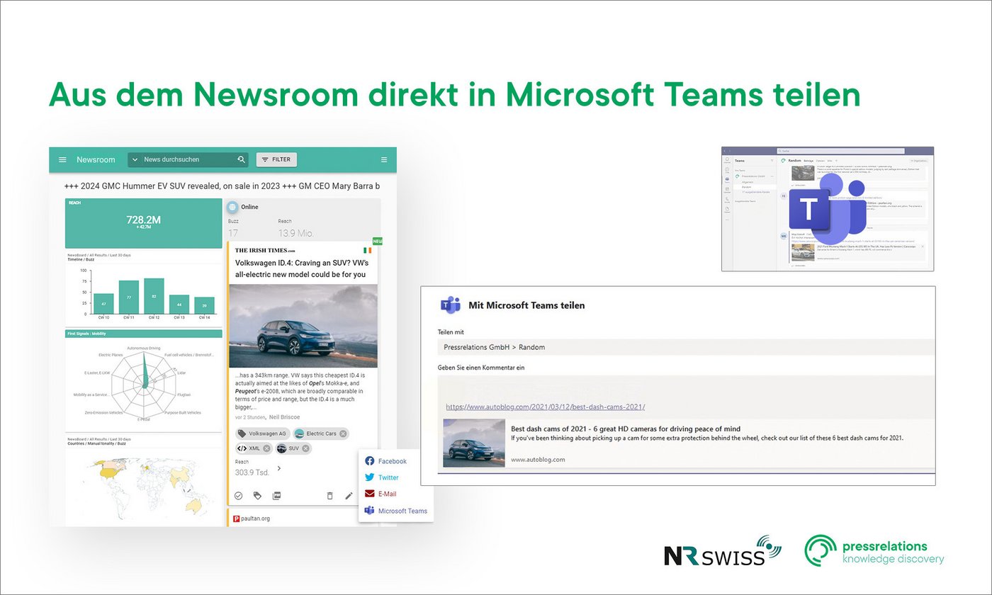 pressrelations und NR SWISS integrieren Microsoft Teams in virtuellen Echtzeit-Newsroom pressrelations und NR SWISS integrieren Microsoft Teams in virtuellen Echtzeit-Newsroom