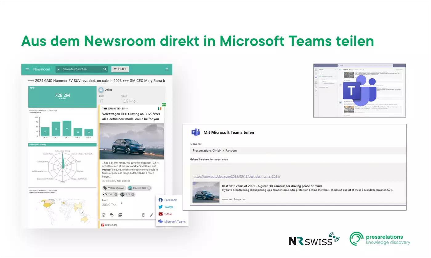 pressrelations und NR SWISS integrieren Microsoft Teams in virtuellen Echtzeit-Newsroom pressrelations und NR SWISS integrieren Microsoft Teams in virtuellen Echtzeit-Newsroom