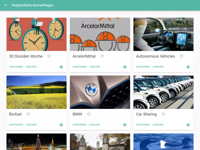 SearchPool gespeicherte Suchanfragen SearchPool - Beispielansicht | pressrelations