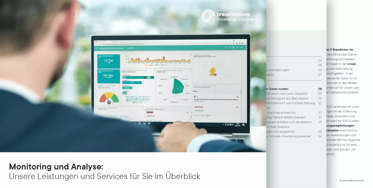 pressrelations Service Booklet für Ihr Monitoring und Ihre Medienanalyse Service Booklet - Beispielansicht | pressrelations Österreich